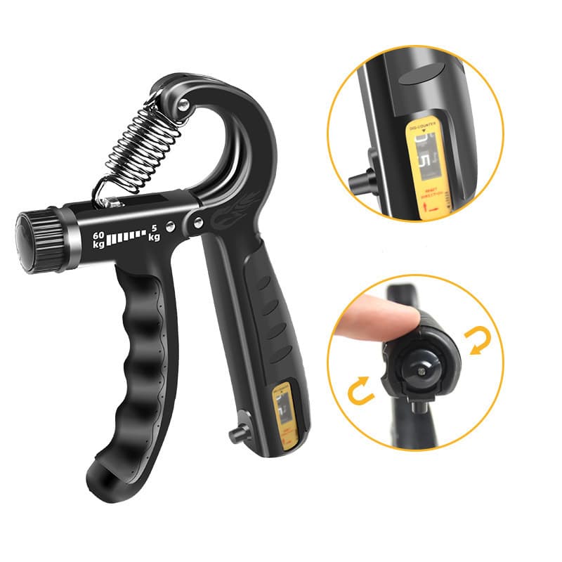 Gripper ajustable con contador para dedos